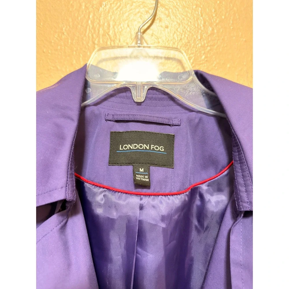 London Fog Womens‎ Purple Double Breasted Trench Coat Jacket Medium